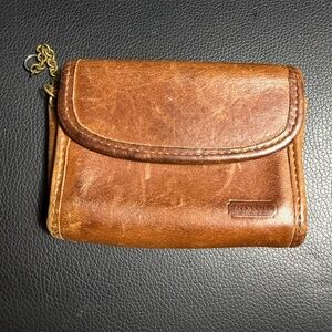 Vintage Coach 7219 British Tan Brown Leather Mini Wallet without Charm